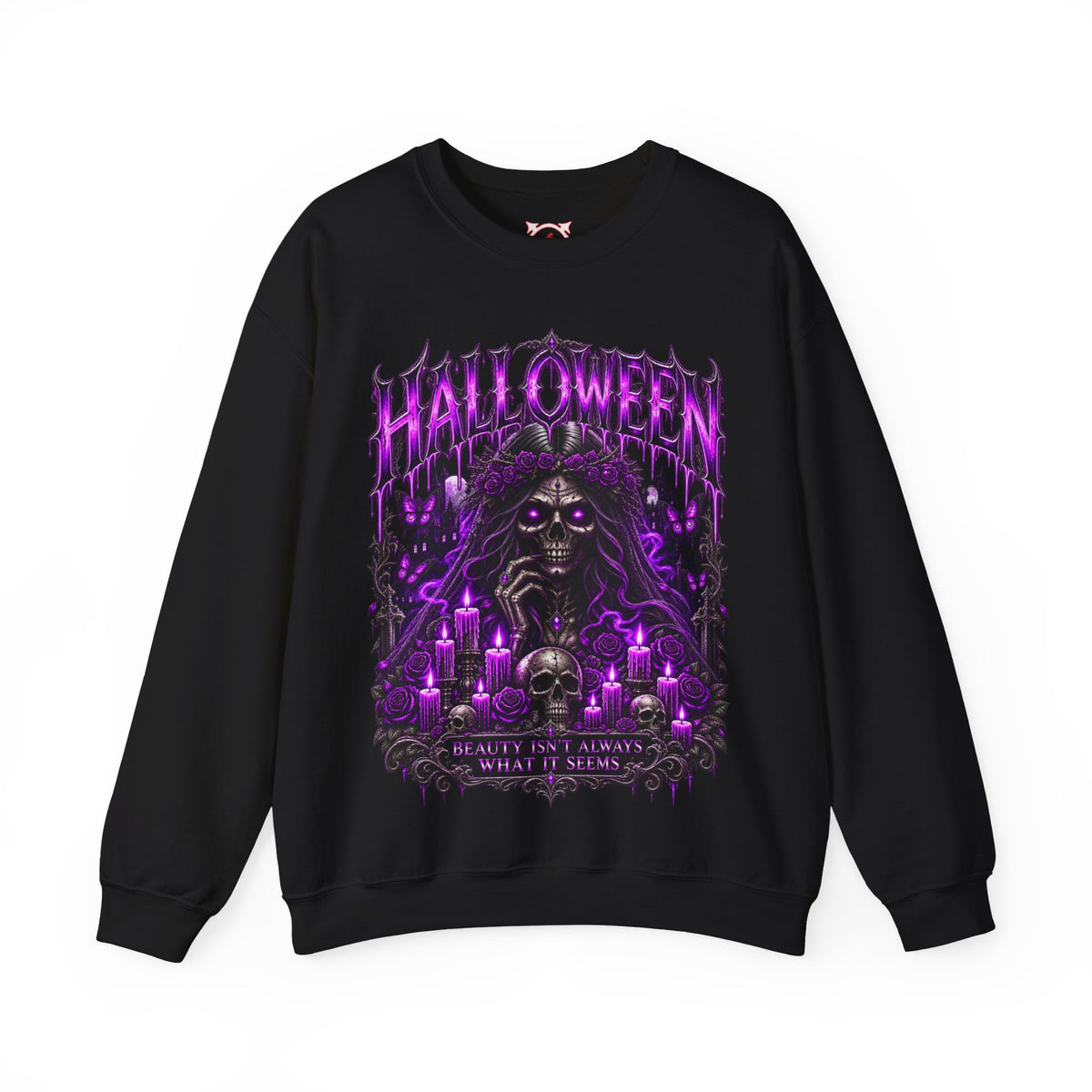 Beautiful Deception Skeleton Sweatshirt in Black — front view