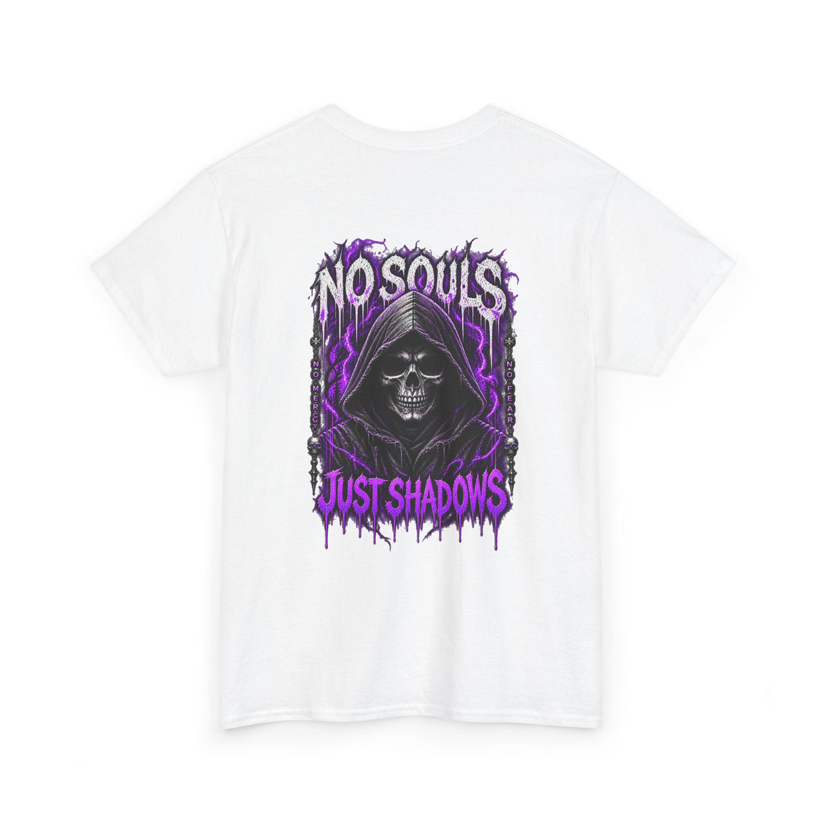 No Souls Just Shadows Grim Reaper T-Shirt in White — back view