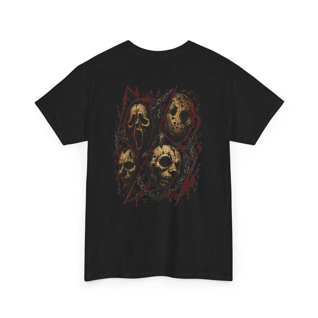 Final Cut Horror Mask T-Shirt in Black — back view