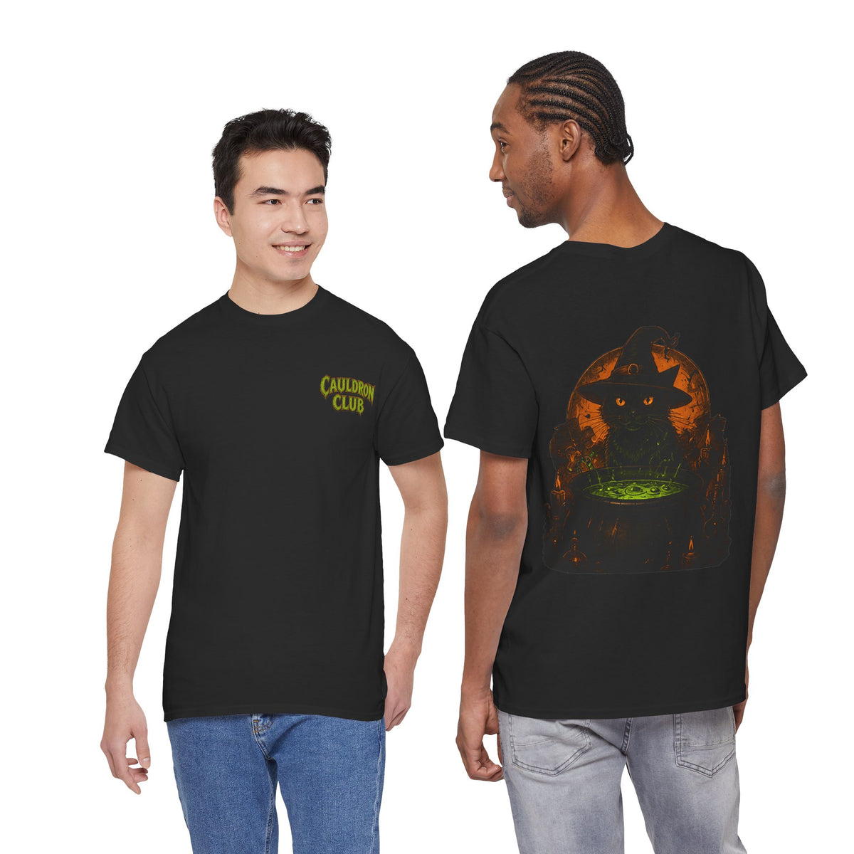 Cauldron Club Black Cat T-Shirt in Black — model view