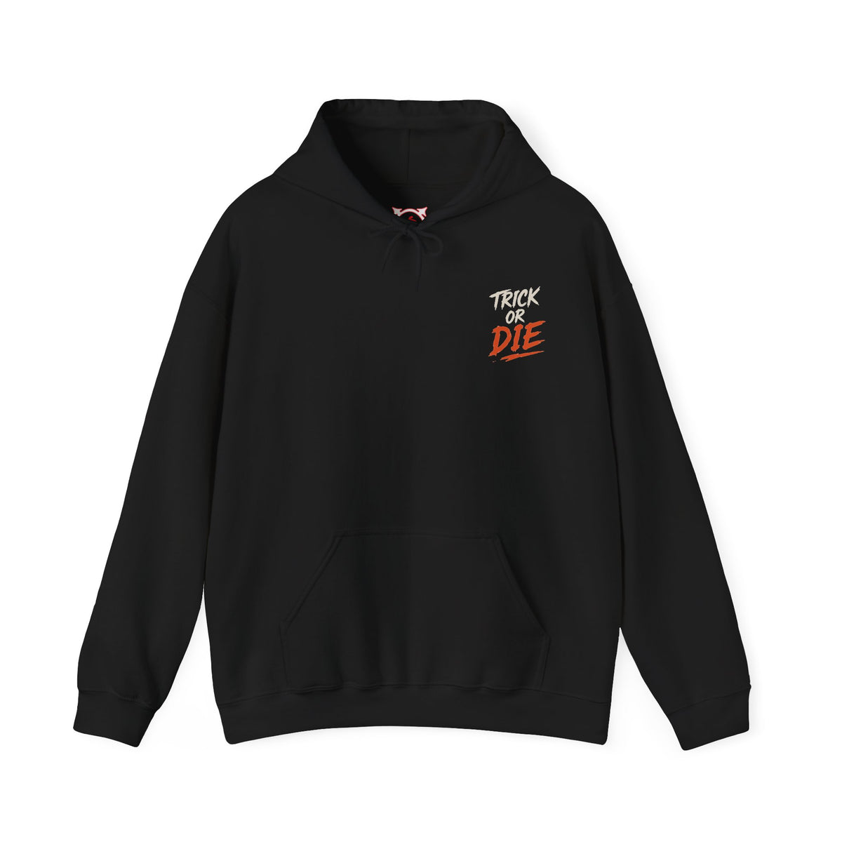 Trick or Die Halloween Hoodie in Black — front view
