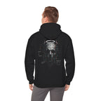 Reality Is an Illusion Glitch Skull Hoodie in Black — model view