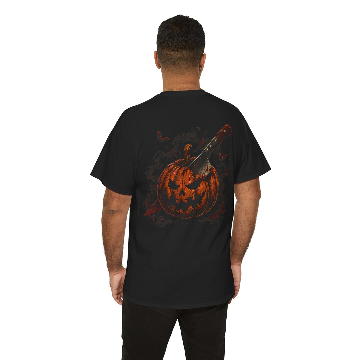 Carve Your Destiny Pumpkin T-Shirt in Black — model view