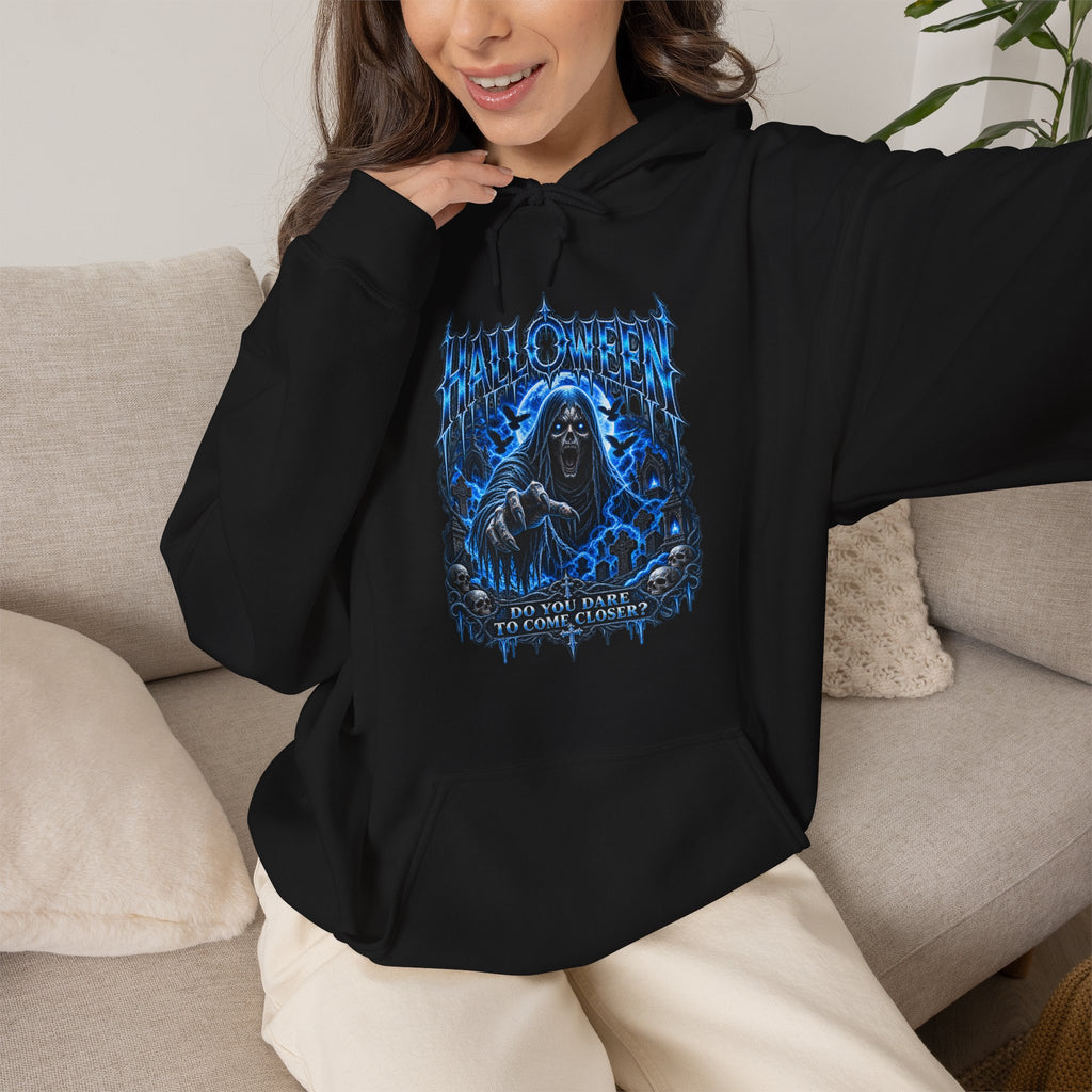 Come Closer Ghost Hoodie in Black — model view