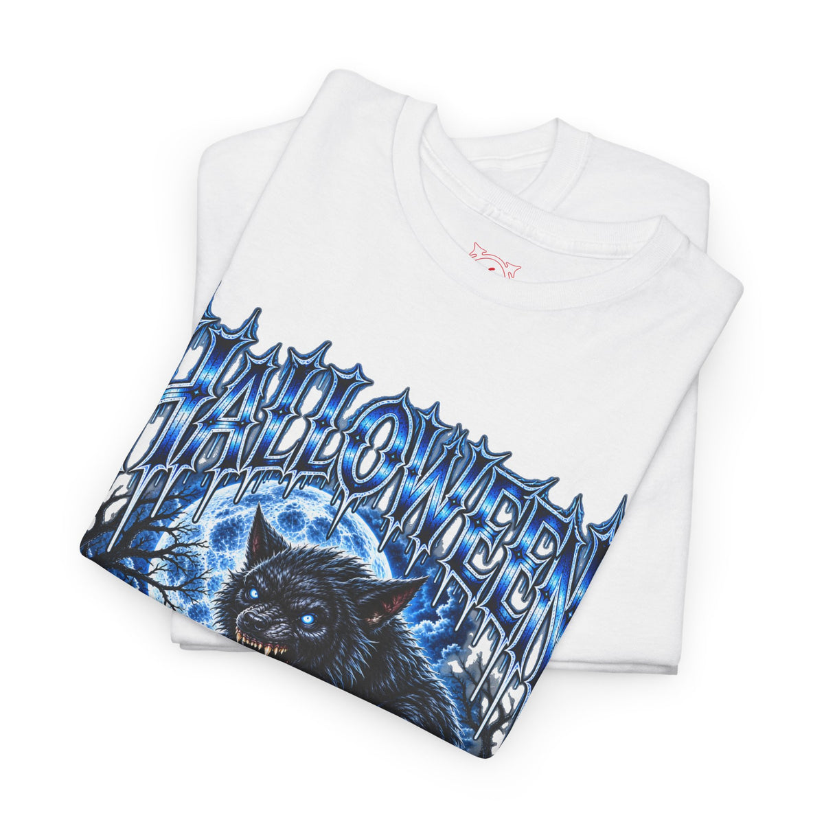 Full Moon Terror Werewolf T-Shirt in White — folded view