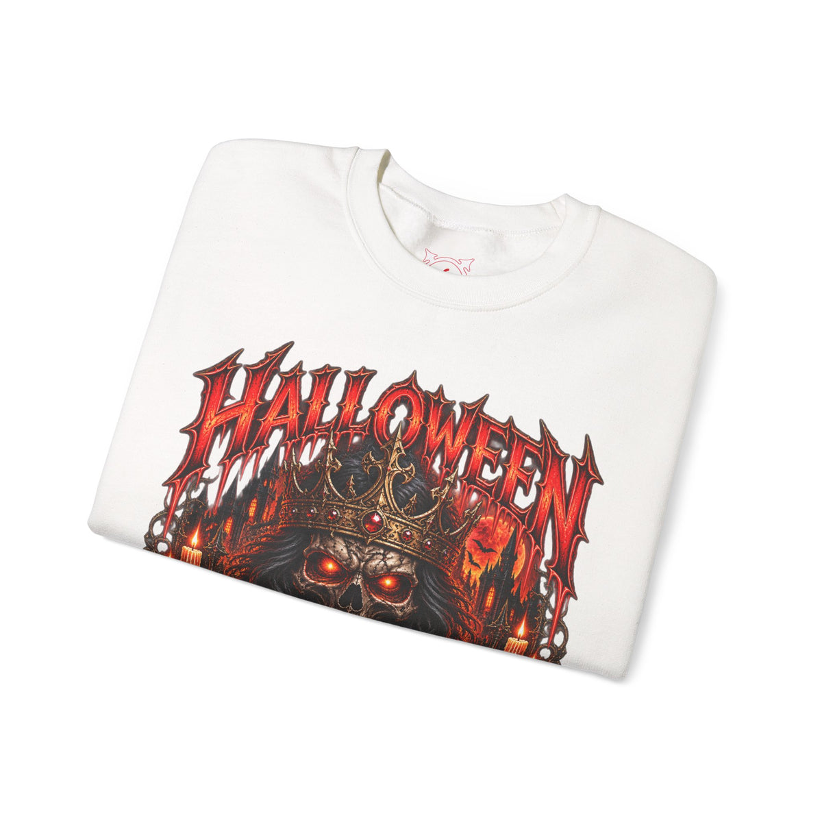 King of Terror Skeleton Sweatshirt in White — folded view