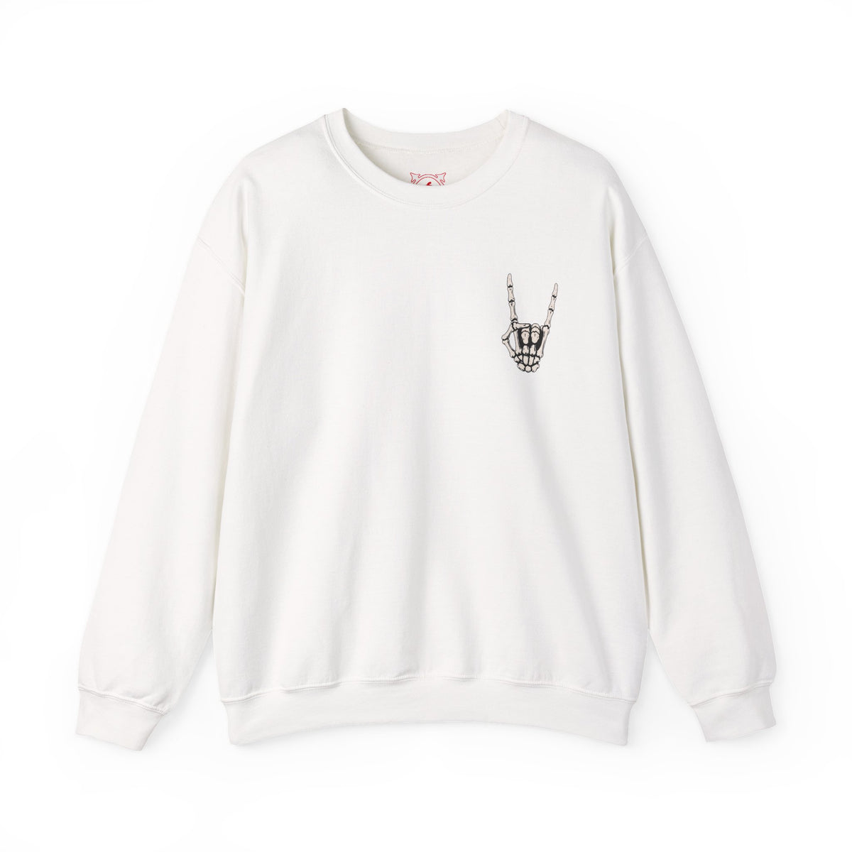 Bone Sign Skeleton Hand Sweatshirt in White — front view