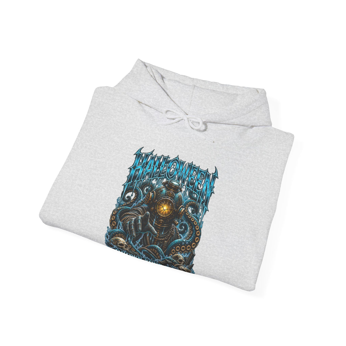 Drown Your Fears Deep Sea Hoodie in Ash — folded view