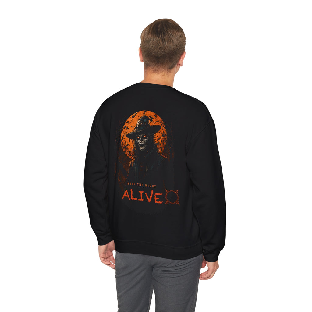 Keep the Night Alive Skeleton Sweatshirt in Black — model view