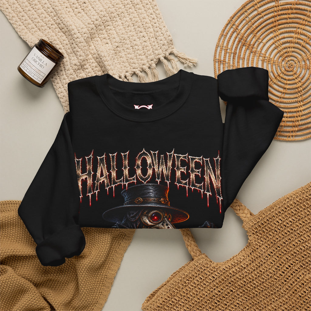 Last Lantern Plague Doctor Sweatshirt in Black — folded view