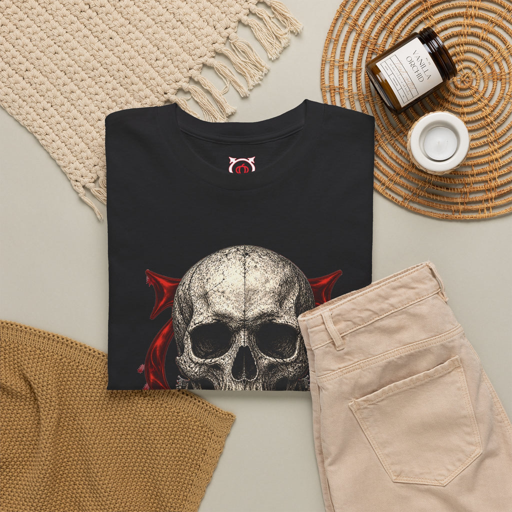 Skull Temple T-Shirt in Black — folded view