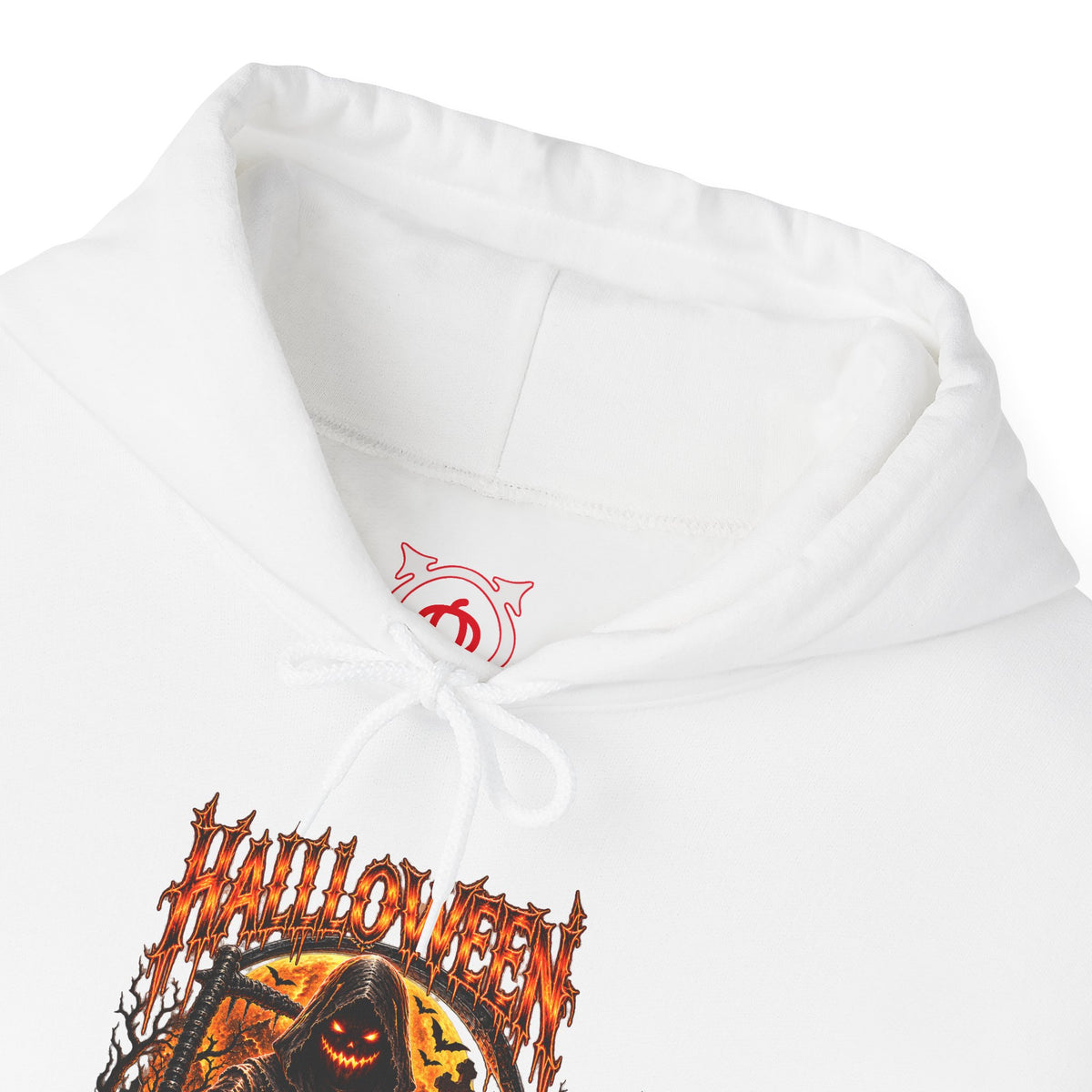 Time Is Running Out Grim Reaper Hoodie in White — front view