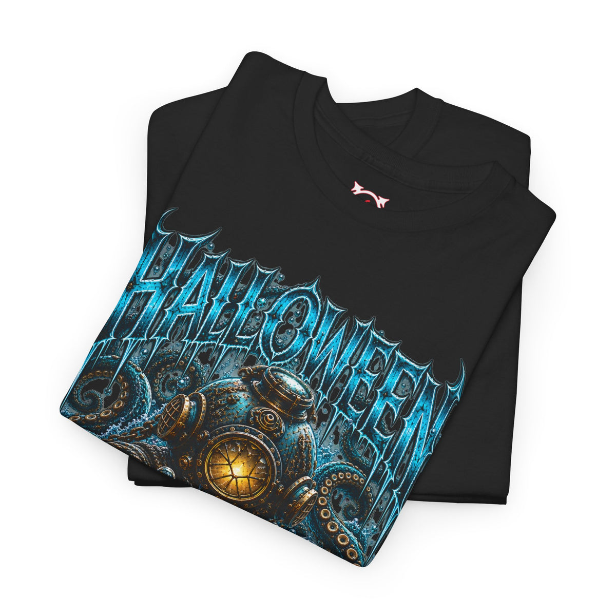 Drown Your Fears Deep Sea T-Shirt in Black — folded view