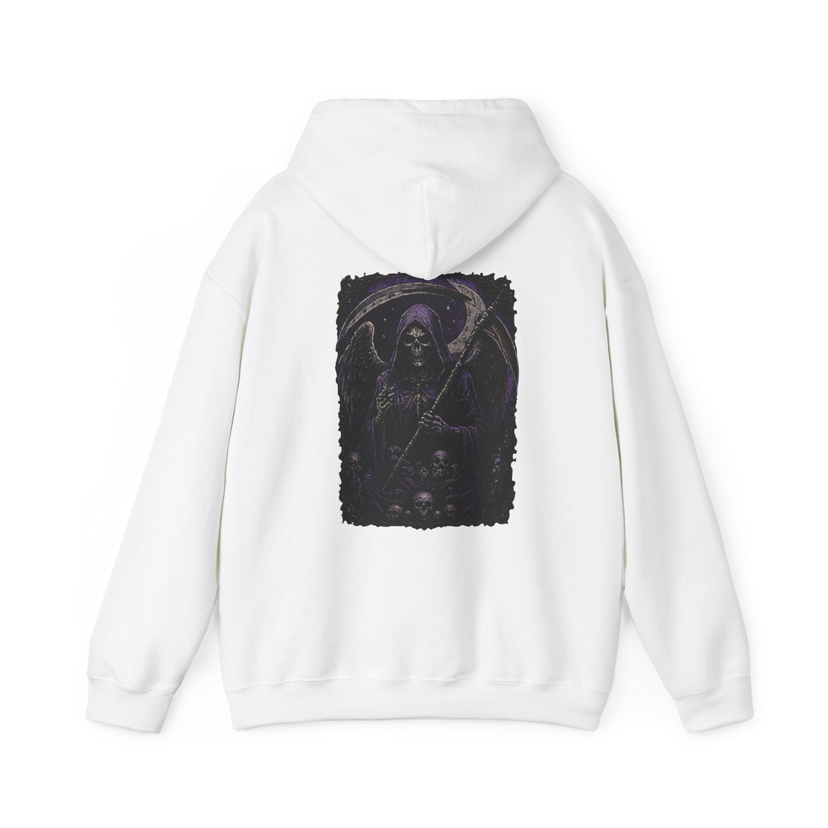 Til Death Grim Reaper Hoodie in White — back view