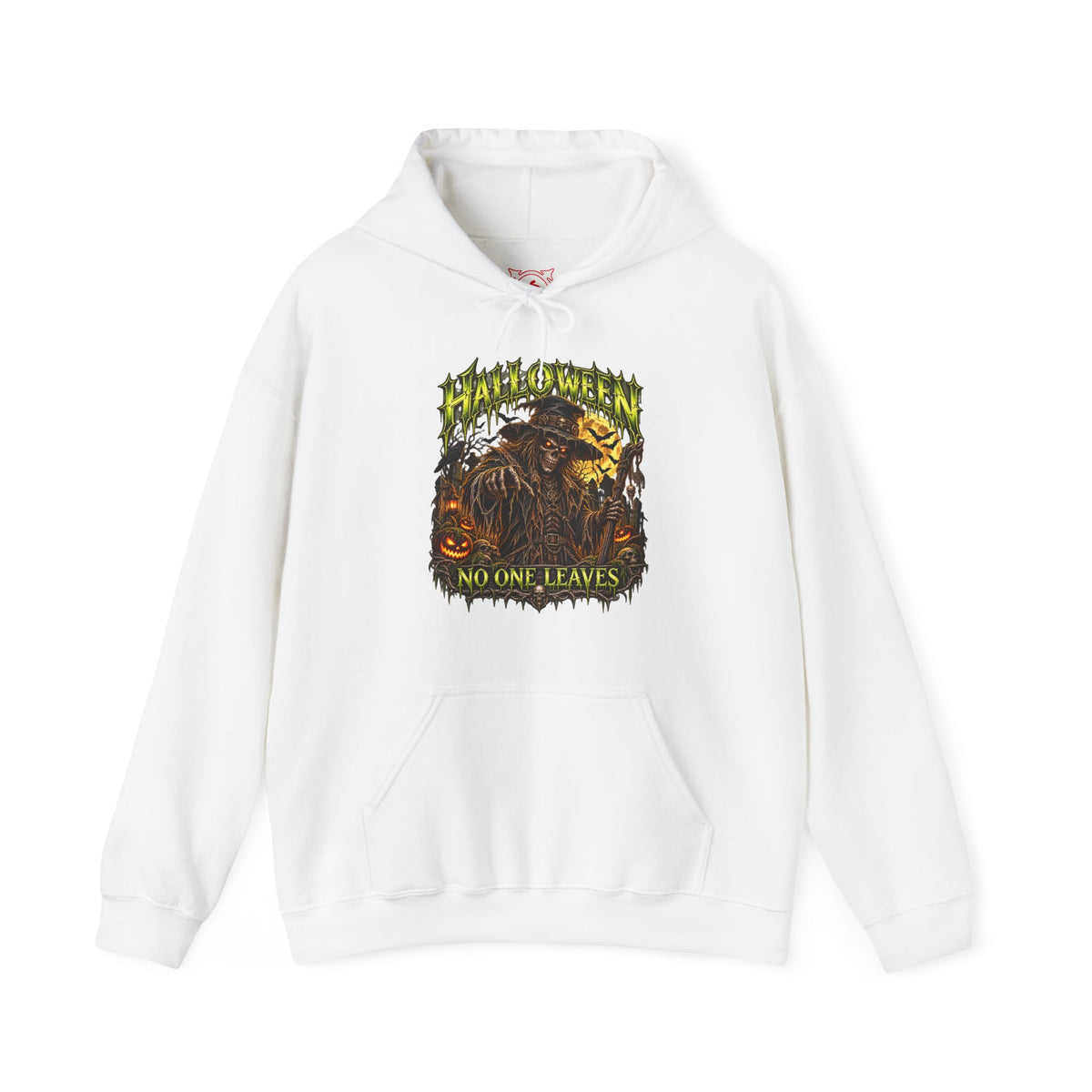 No One Leaves Scarecrow Hoodie in White — front view