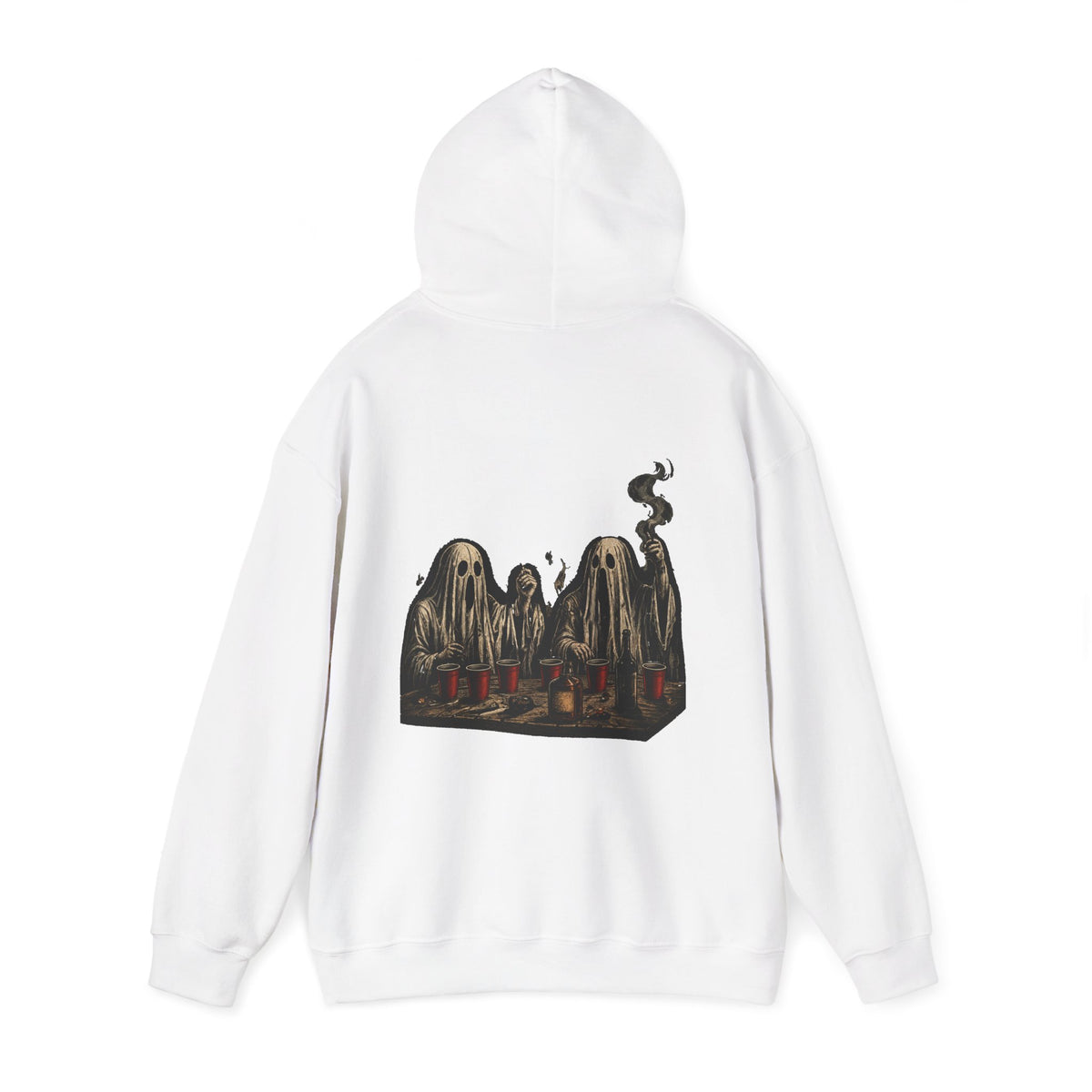 Ghosts Just Wanna Have Fun Hoodie in White — back view