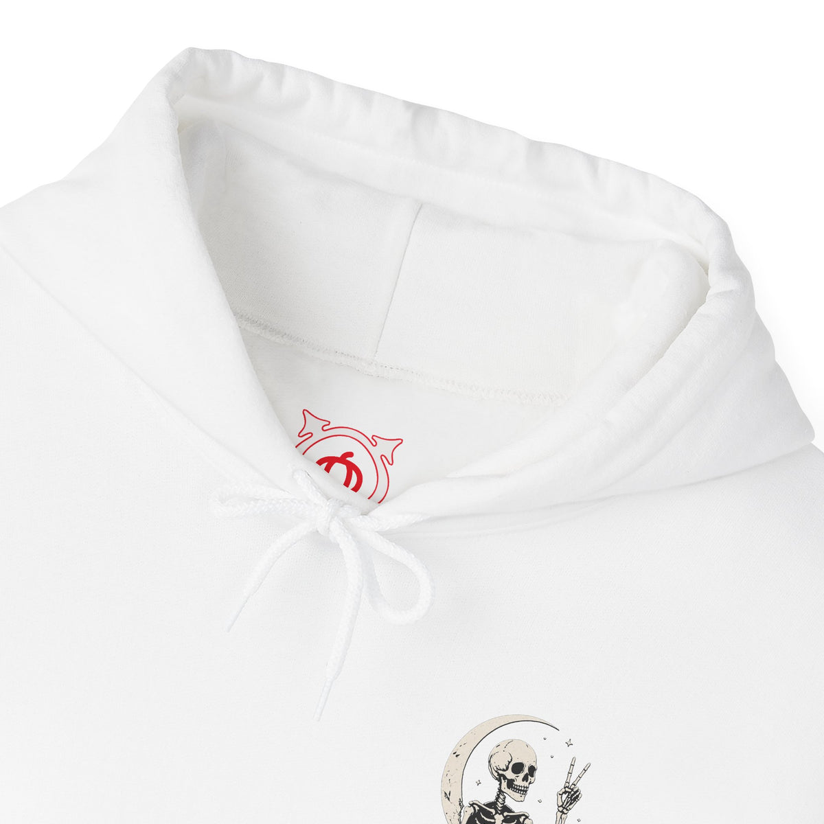 Crescent Skeleton Hoodie in White — front view