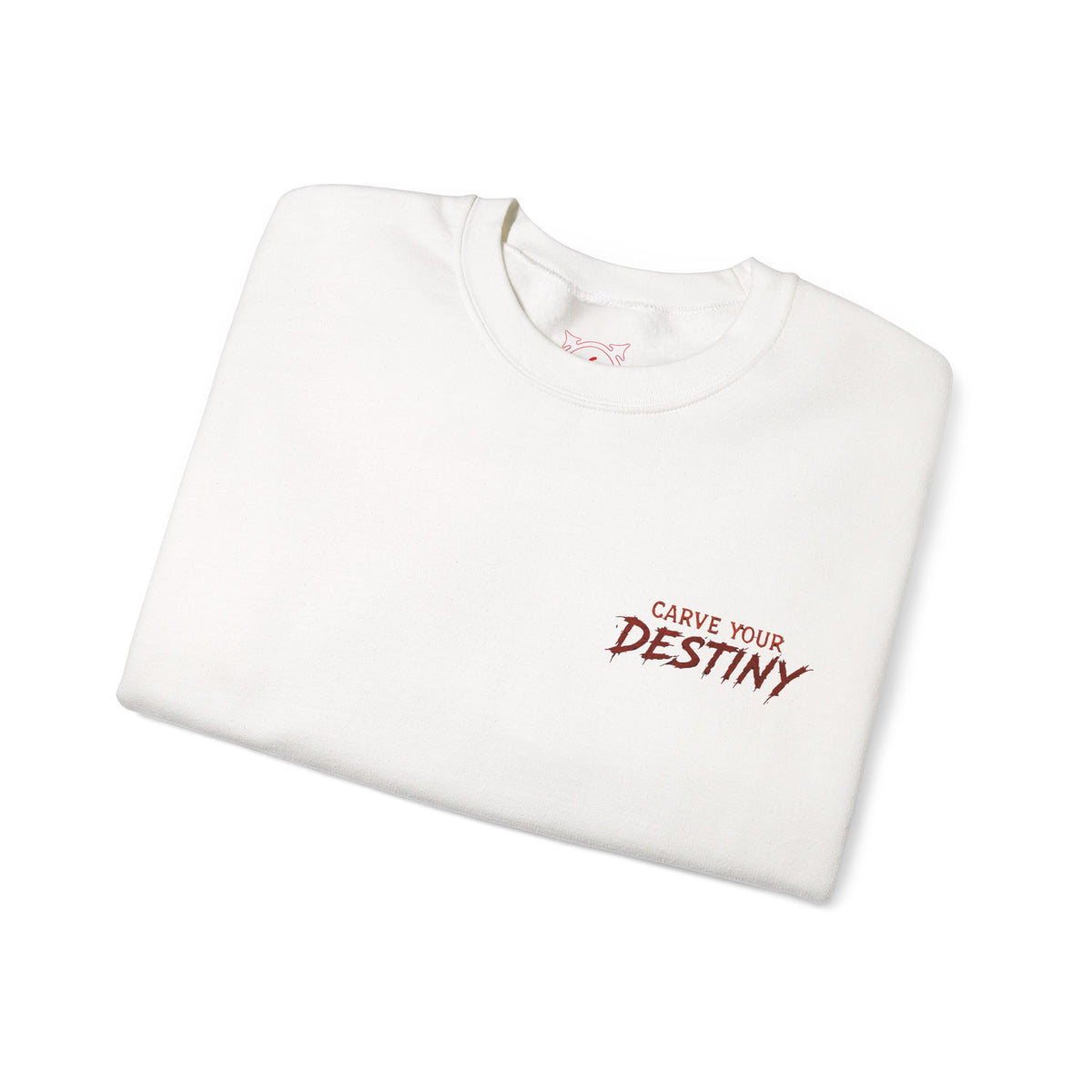 Carve Your Destiny Pumpkin Sweatshirt in White — folded view