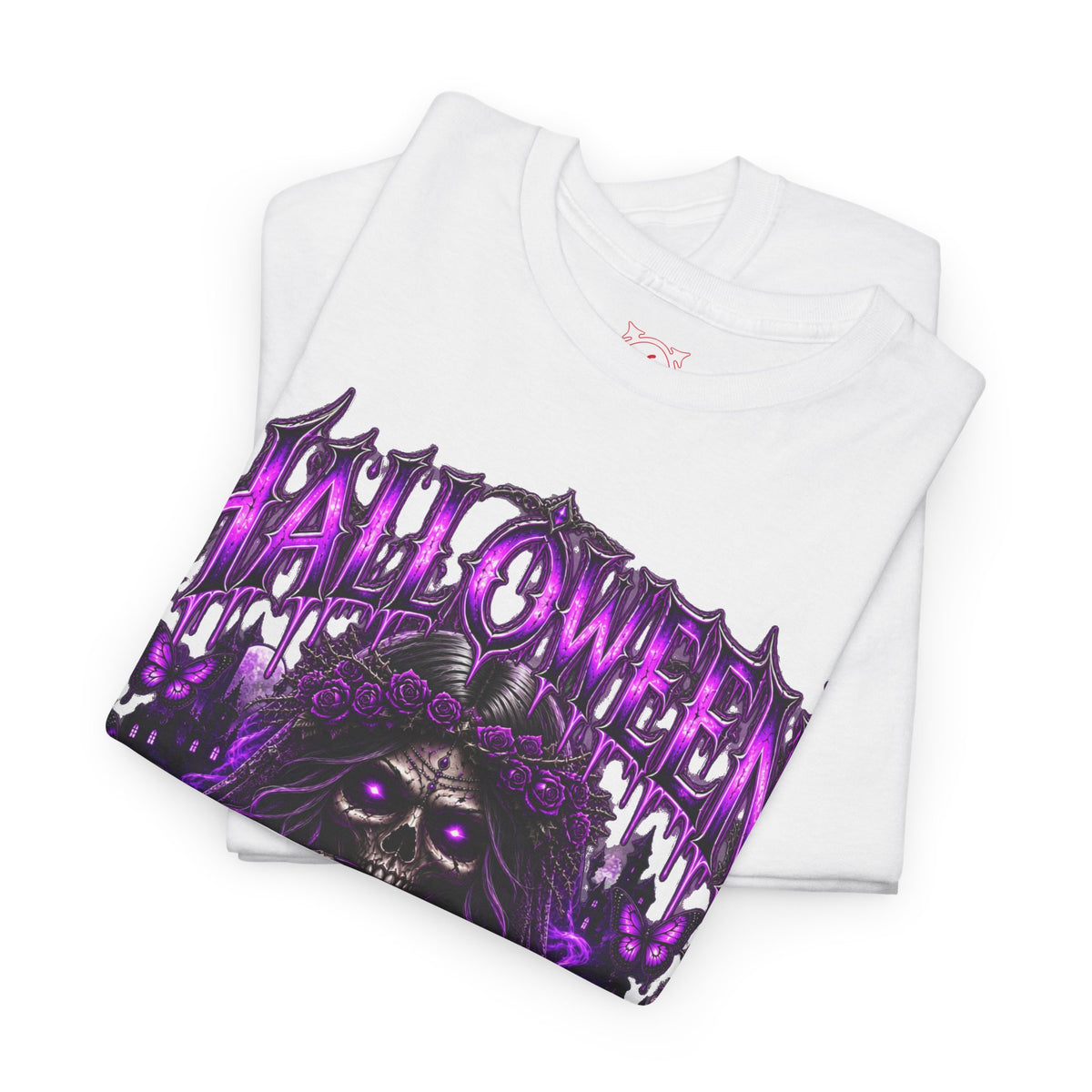 Beautiful Deception Skeleton T-Shirt in White — folded view