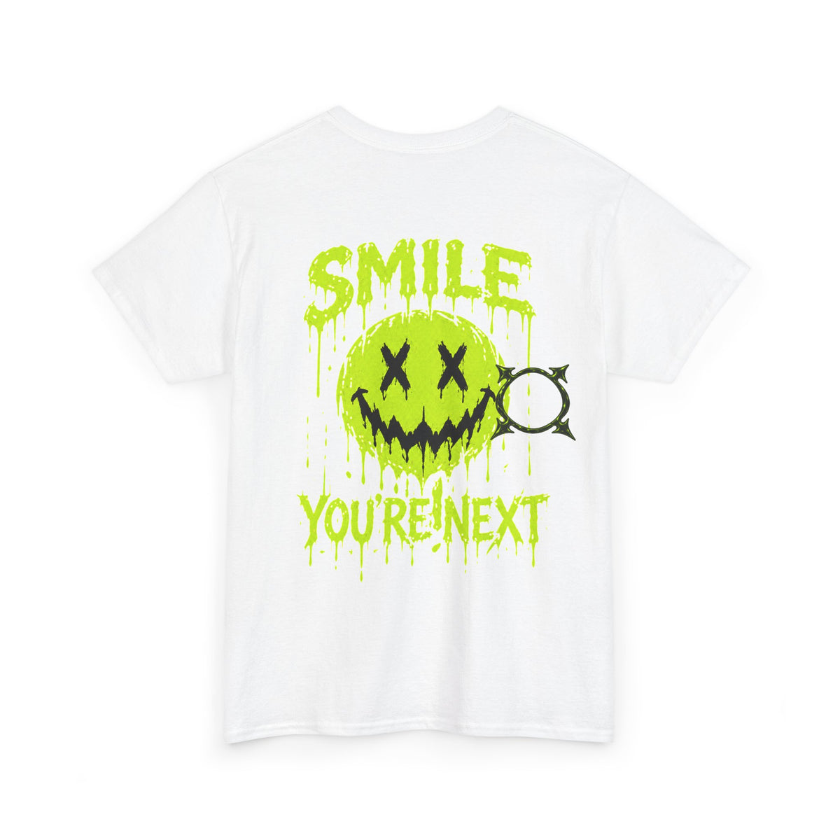 You Are Next Creepy Smiley T-Shirt in White — back view