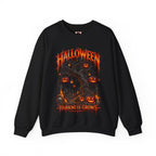Darkness Grows Pumpkin Tree Sweatshirt in Black — front view