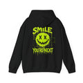 You Are Next Creepy Smiley Hoodie in Black — back view