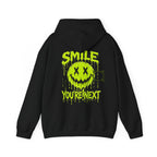 You Are Next Creepy Smiley Hoodie in Black — back view