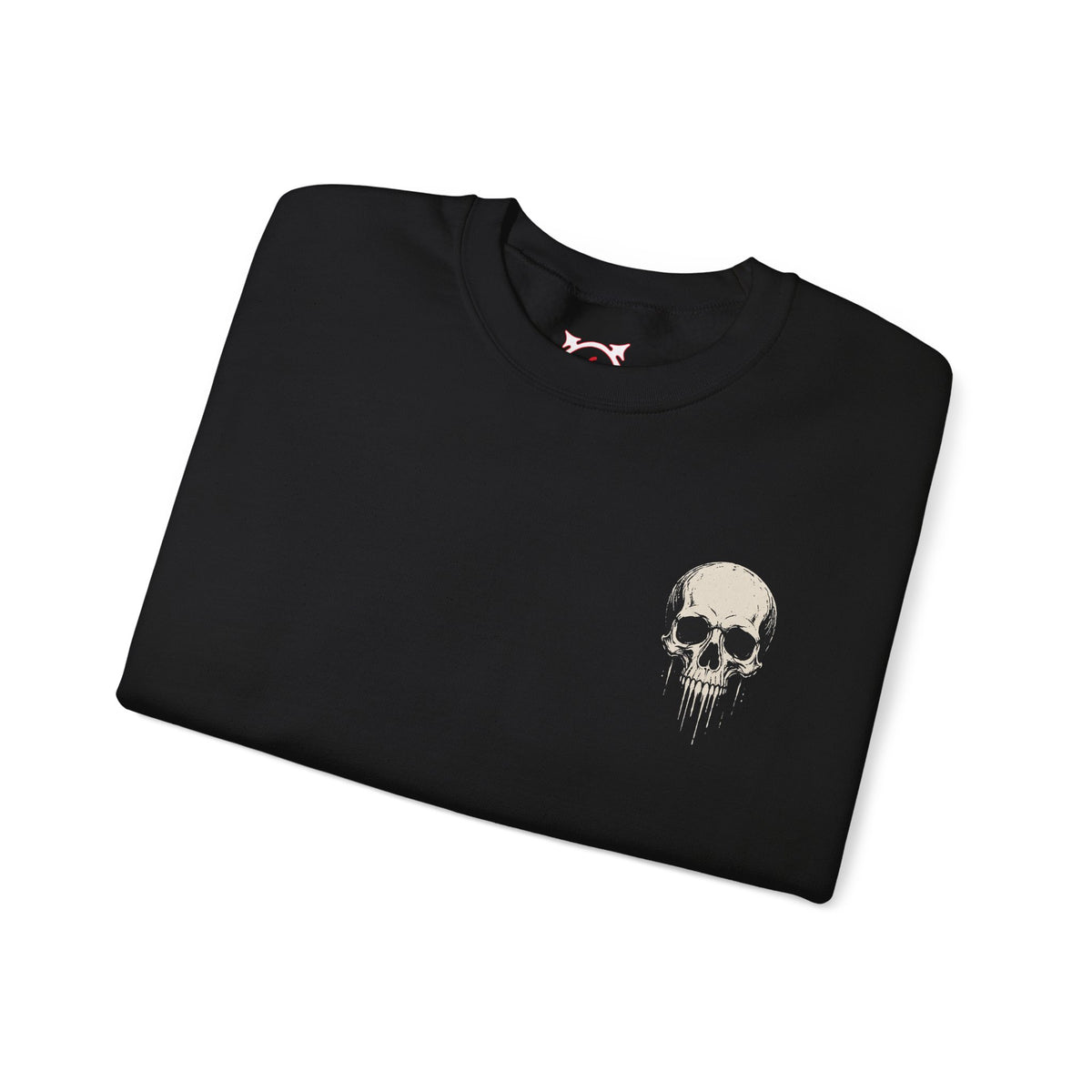 Dripping Skull Sweatshirt in Black — folded view