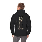 Pale Halo Ghost Hoodie in Black — model view