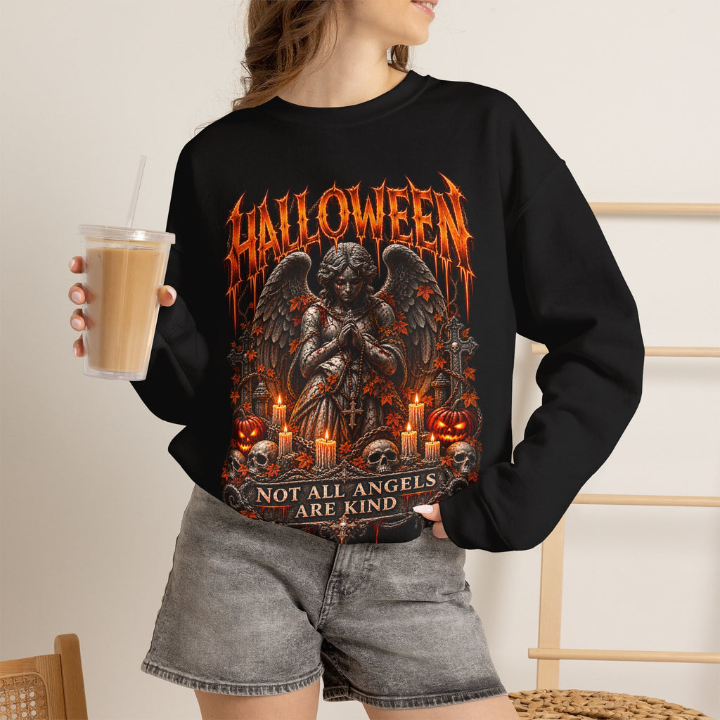 Not All Angels Sweatshirt in Black — model view