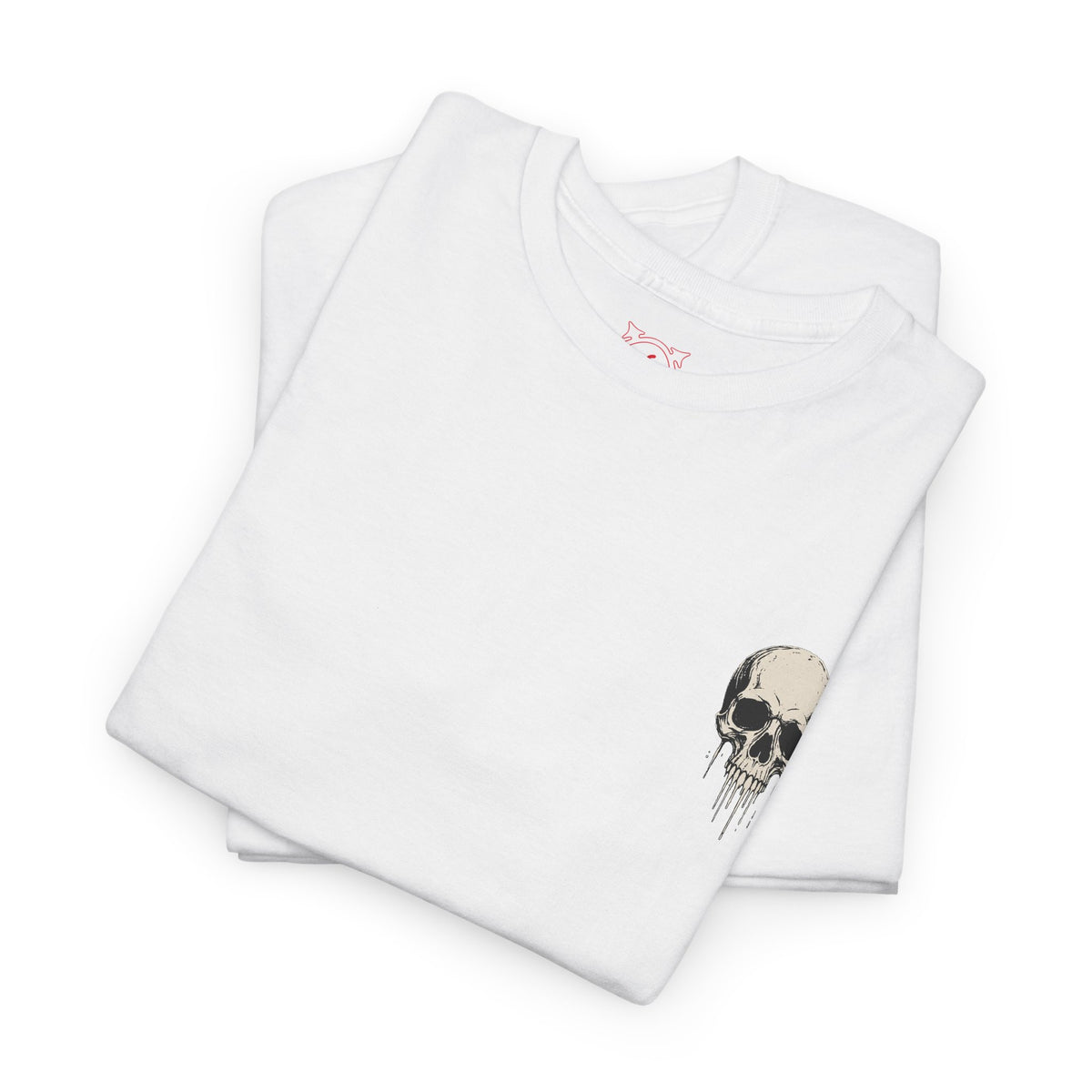 Dripping Skull T-Shirt in White — folded view