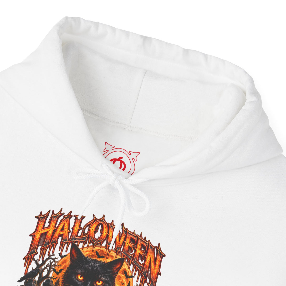 Bad Luck Follows Black Cat Hoodie in White — front view