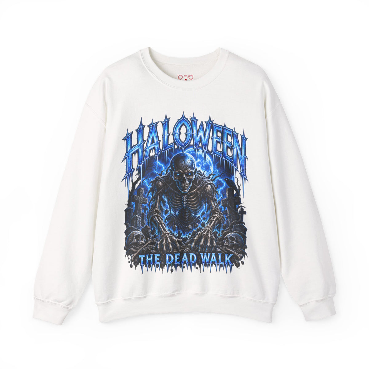 The Dead Walk Skeleton Sweatshirt in White — front view