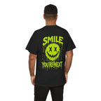 You Are Next Creepy Smiley T-Shirt in Black — model view