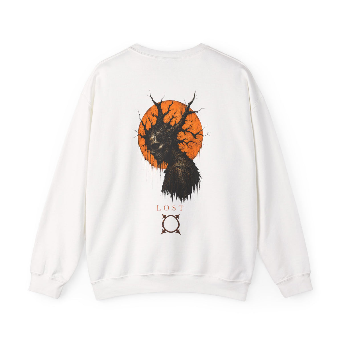 Lost Skull Sweatshirt in White — back view