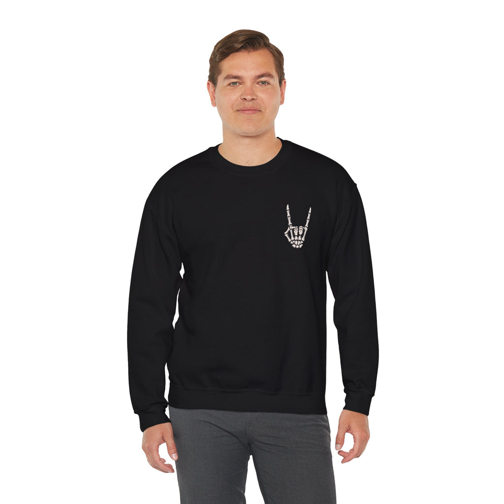 Bone Sign Skeleton Hand Sweatshirt in Black — model view