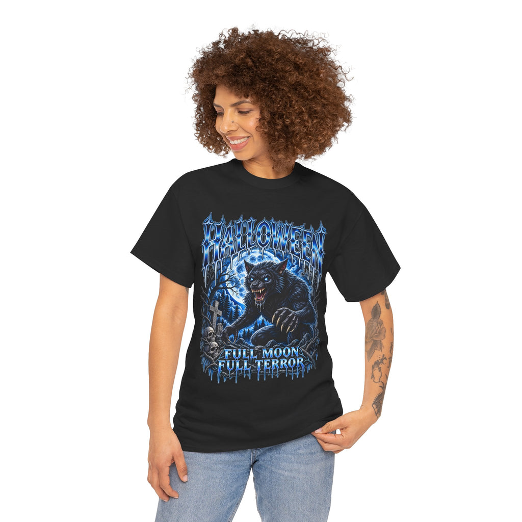 Full Moon Terror Werewolf T-Shirt in Black — model view