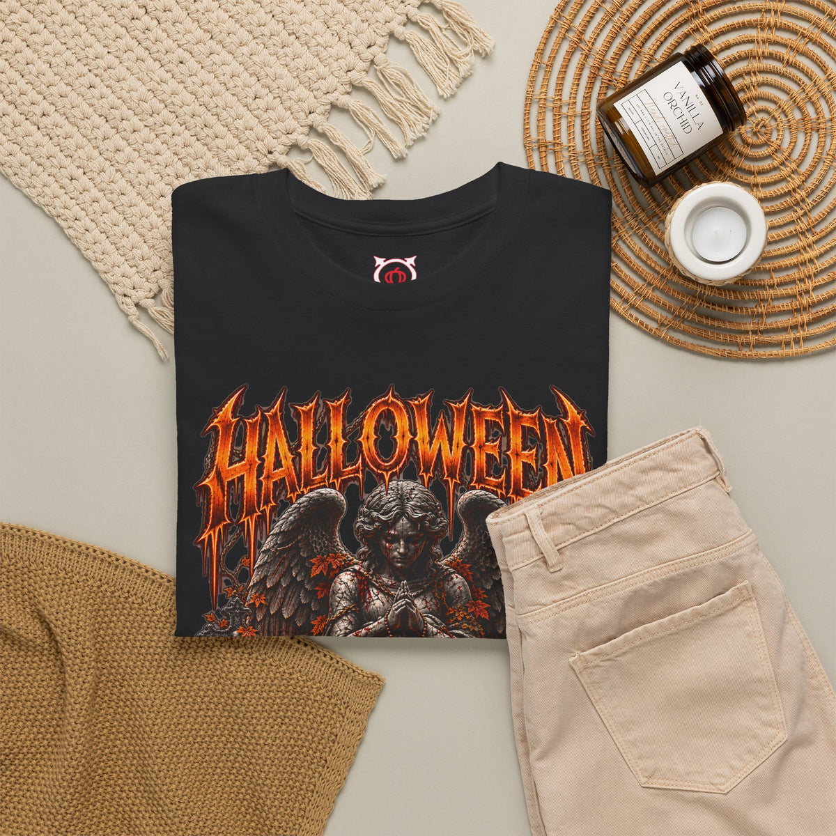 Not All Angels T-Shirt in Black — folded view