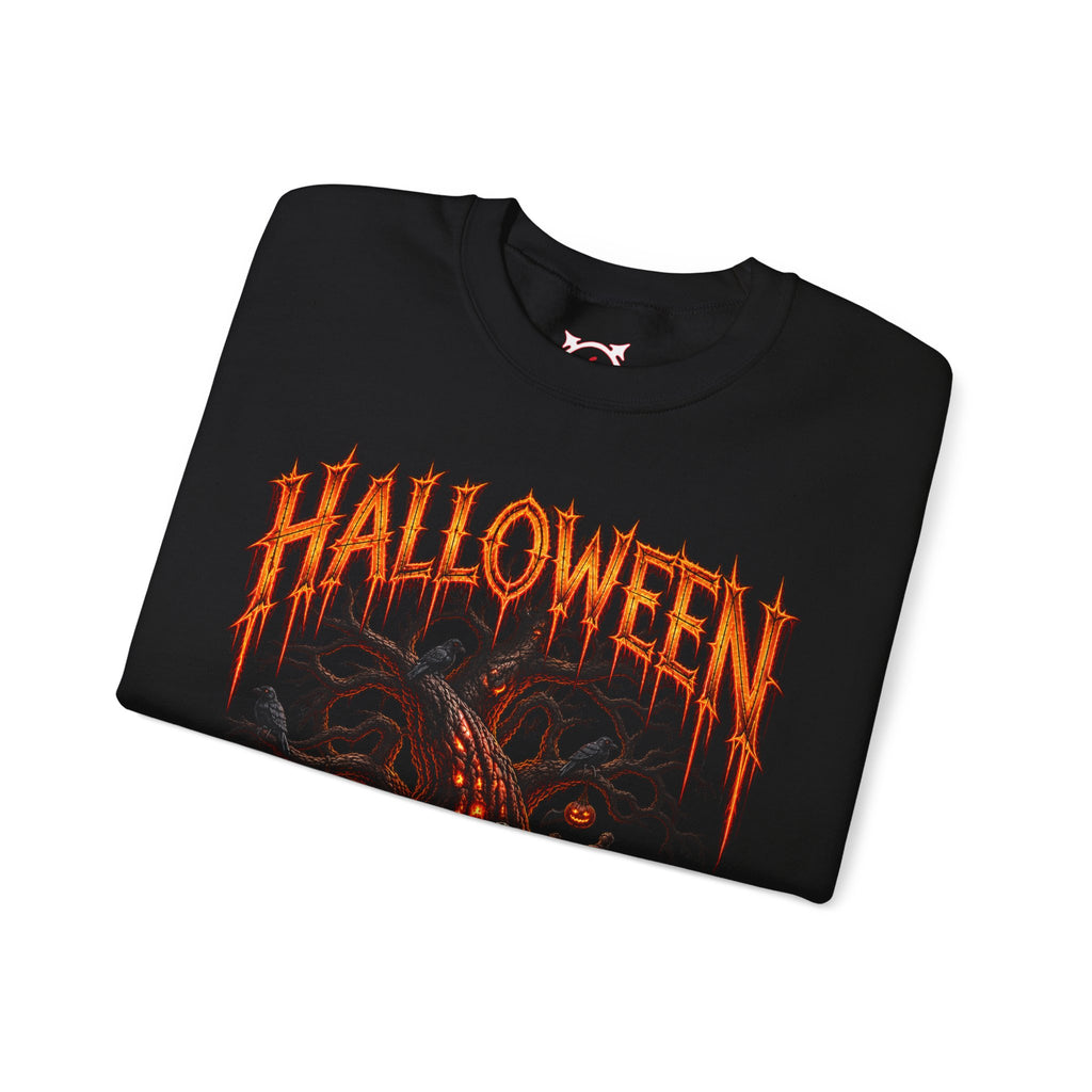 Carved by Fear Pumpkin Sweatshirt in Black — folded view
