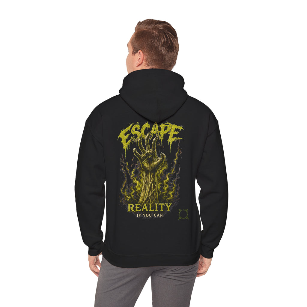 Escape Reality Zombie Hand Hoodie in Black — model view