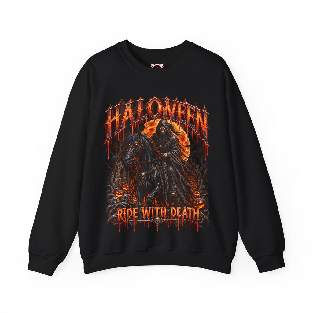 Ride with Death Grim Reaper Sweatshirt in Black — front view