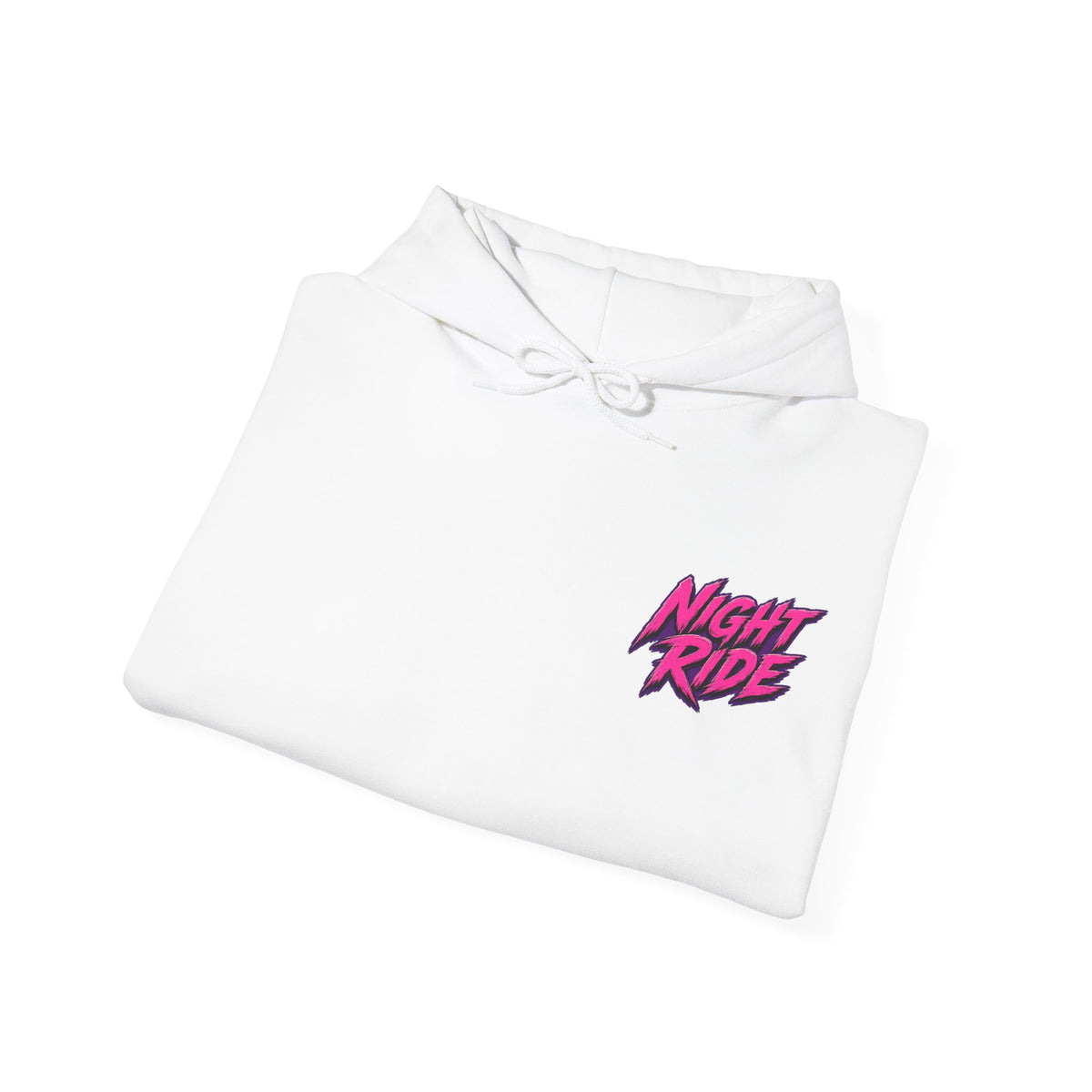 Night Ride Motorcycle Hoodie in White — folded view