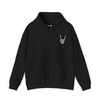 Bone Sign Skeleton Hand Hoodie in Black — front view
