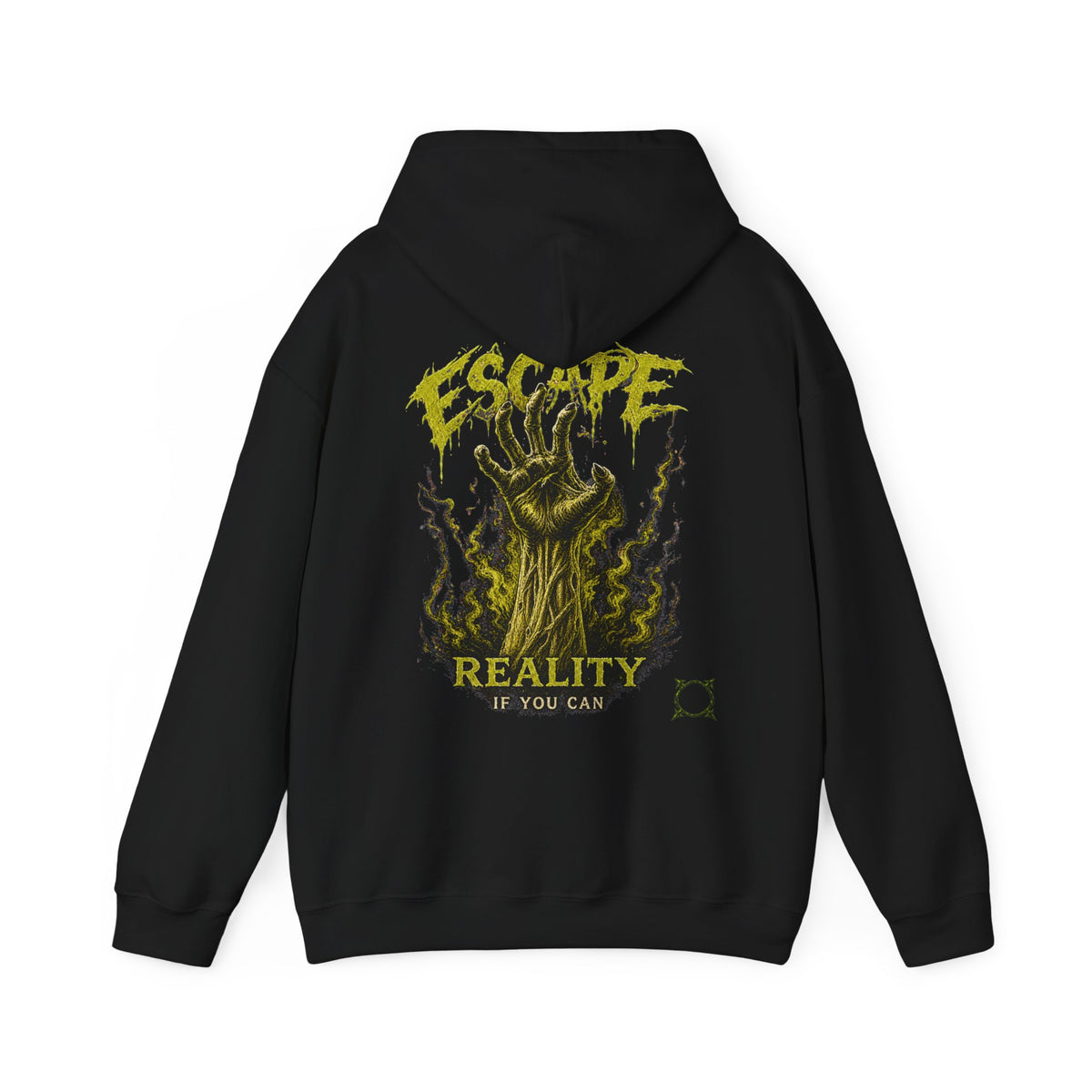 Escape Reality Zombie Hand Hoodie in Black — back view