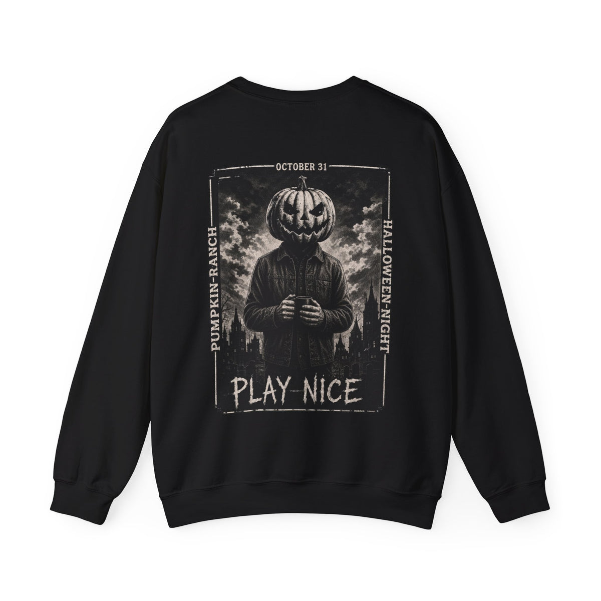 Play Nice Pumpkin Sweatshirt in Black — back view