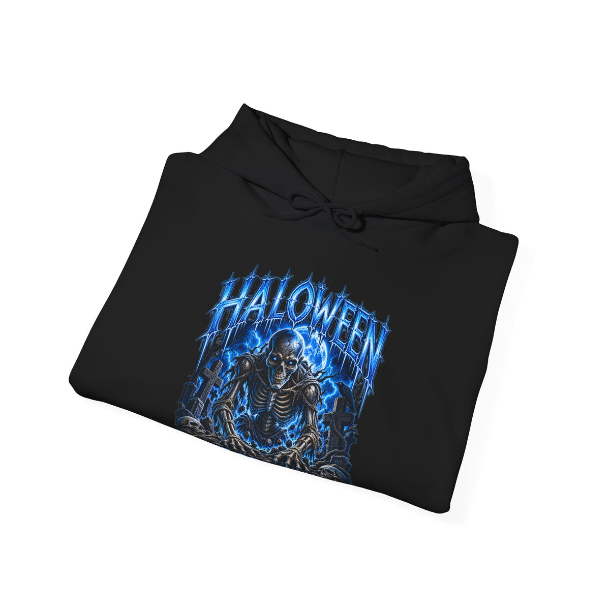 The Dead Walk Skeleton Hoodie in Black — folded view