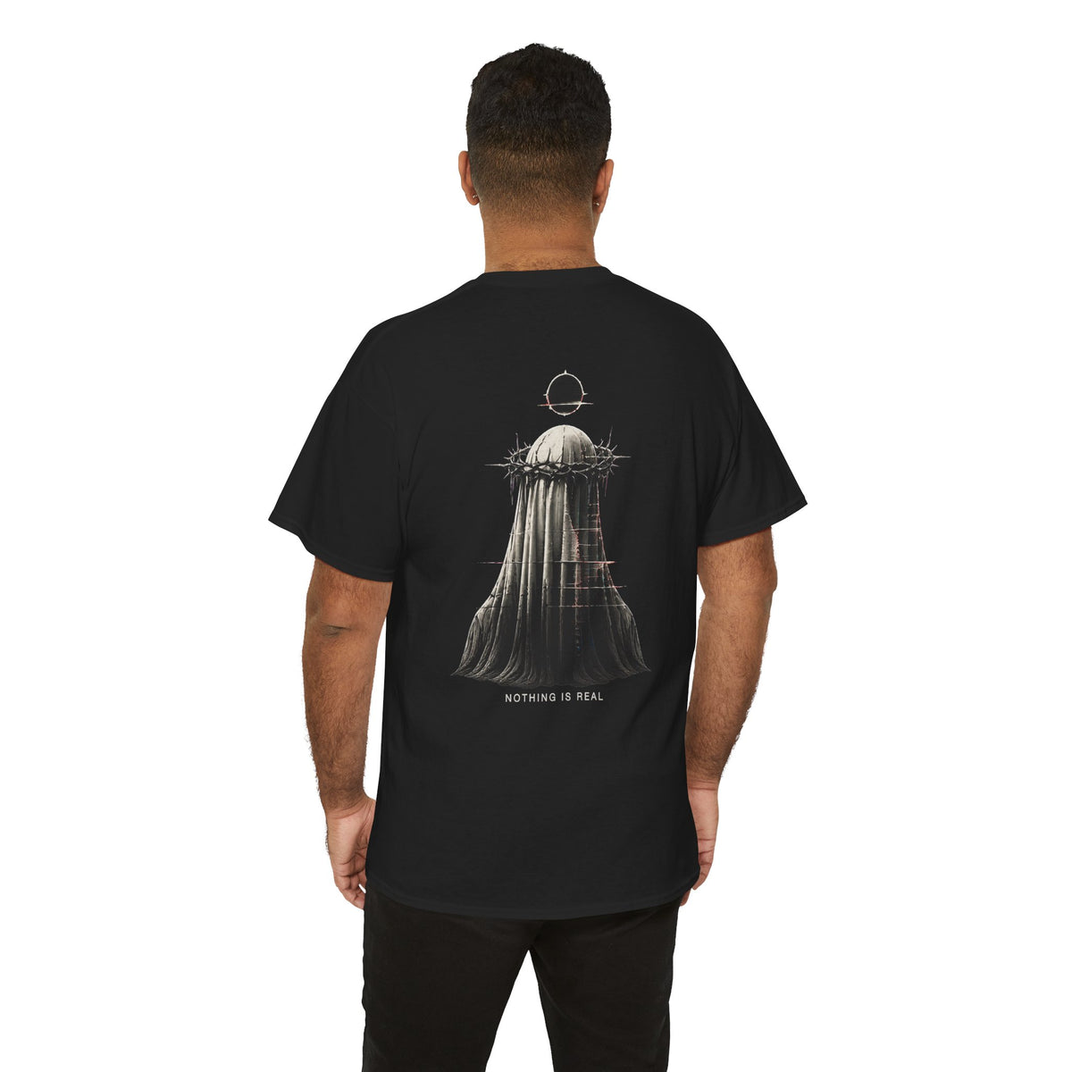 Nothing Is Real Ghost T-Shirt in Black — model view