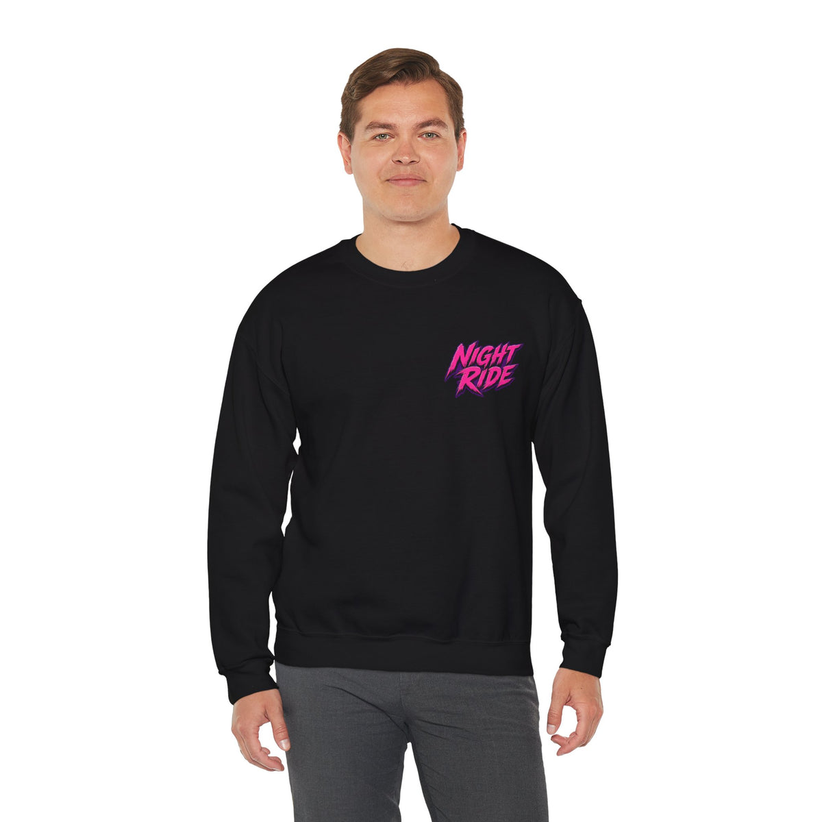 Night Ride Motorcycle Sweatshirt in Black — model view