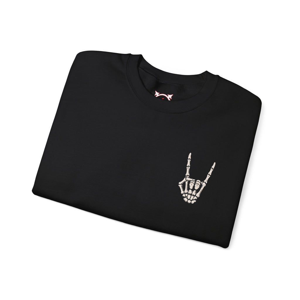Bone Sign Skeleton Hand Sweatshirt in Black — folded view
