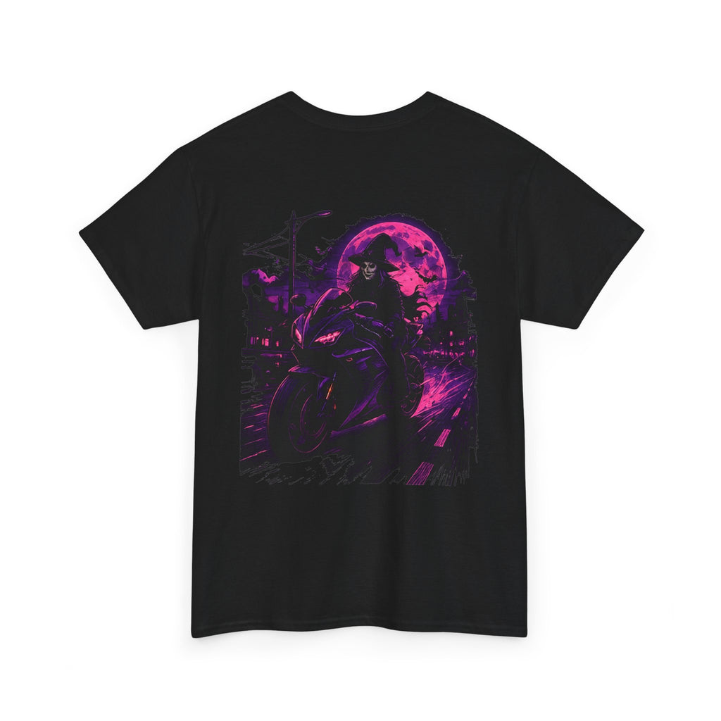 Night Ride Motorcycle T-Shirt in Black — back view